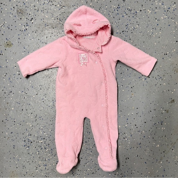 Baby Girl Pink Hooded Fleece Bunting Suit - Picture 2 of 8
